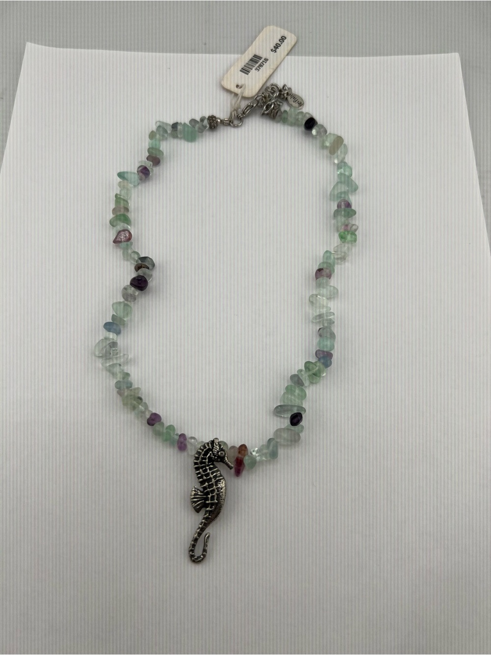 🎁Seahorse Pendant Multi‑Color Fluorite Chip Necklace